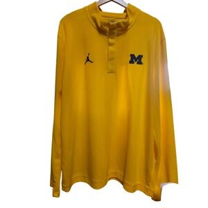 Jordan Michigan Wolverines NCAA Pullover Long Sleeve Yellow Shirt XL